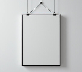 Blank board, paper, or sign hanging on a wall or by a rope, perfect for your business message or design template