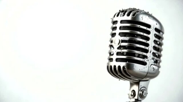 Vintage microphone with water droplets