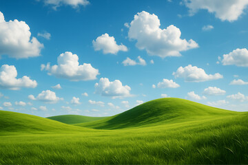 Fototapeta premium Green field and blue sky