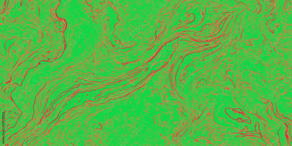 Poster abstract green background with swirling red lines creating a fluid and dynamic composition effect.