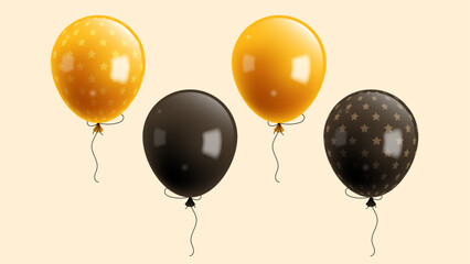 golden and black color balloons set