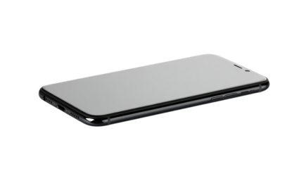 Black smartphone mockup isolated on transparent background