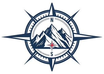  logo icon unique American flag emblem with Star of David vector illustration for a compass rose travel and navigation design concept