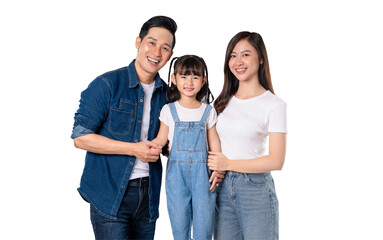 Fototapeta premium portrait of a happy asian family posing on a PNG background 