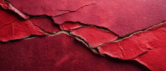 Rosso Levanto textured stone with bold cracks and deep oxblood red color