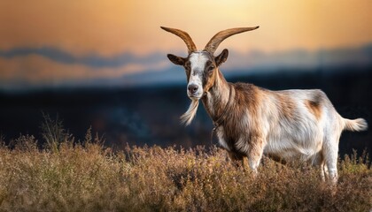 Regal Goat Crowned as the Best of All Time, Basking in Majestic Meadow with Rich Autumn Tones, Radiating Confidence and Grace.
