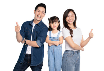 Fototapeta premium portrait of a happy asian family posing on a PNG background 