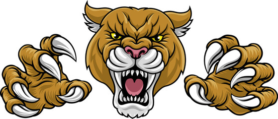 Cougar, panther, mountain lion or puma wildcat cat sports team mascot © Christos Georghiou