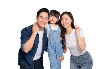 Fototapeta premium portrait of a happy asian family posing on a PNG background 