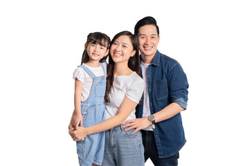 Fototapeta premium portrait of a happy asian family posing on a PNG background 