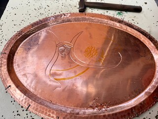 Legendary Scorpion Woman, legendary scorpion woman engraving on tray, copper tray decoration,...