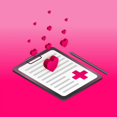 Medical Form with Hearts – Romantic Healthcare Concept