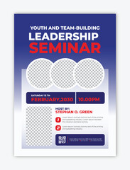 Modern Youth Leadership Event Flyer A4 Size, Customizable Template