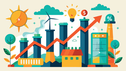 Sustainable Energy Growth A Cartoon Illustration of Renewable Energy Sources and Financial Success