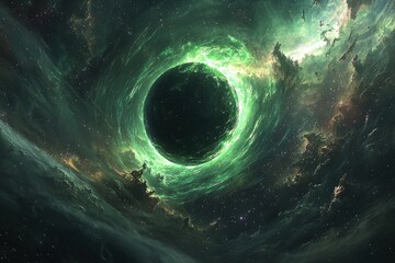 Green Cosmic Energy Vortex in Deep Space green energy cosmic vortex nebula galaxy universe cosmos ai