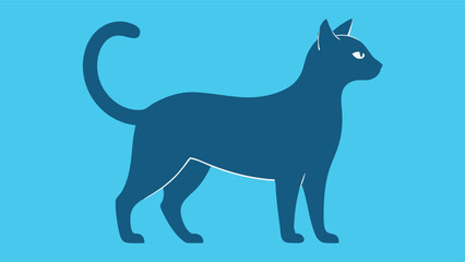 Elegant Cat Silhouette on Light Blue Background Simple and Modern Design