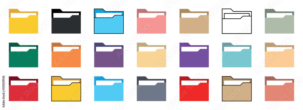Poster folder computer file icon set. computer file folder icons. documents for computer collection. folder
