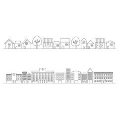 Obraz premium 街のイラストの線画