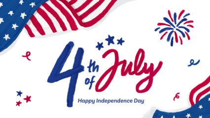 happy 4th of July design with watercolor gouache - USA Independence Day