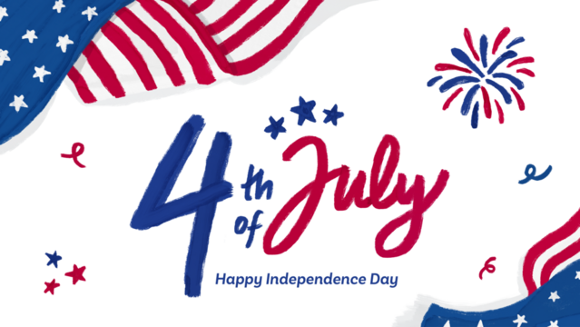 happy 4th of July design with watercolor gouache - USA Independence Day