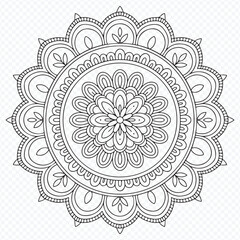 Intricate Mandala Line Art for Coloring and Decoration Vector