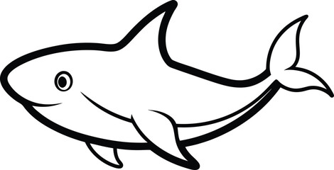 whale shark icon line art vector illustration on transparent background