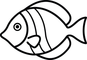 yellow tang icon line art vector illustration on transparent background