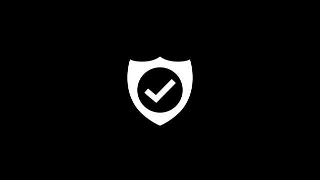 Elegant Security Shield with Check Mark Smooth Animation.Tick mark or confirm icon animation. approved, select tick, success , approved, yes icon signs animation.