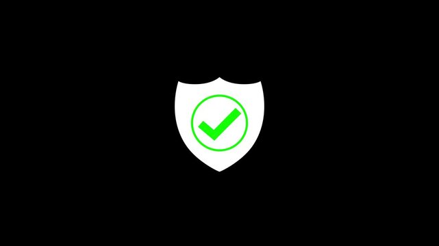 Minimalist simple shield icon with a checkmark icon animation.