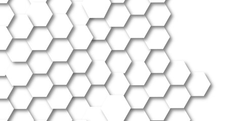 Abstract white hexagon concept background. Seamless bright white abstract honeycomb. Technology for design element vector abstract background.