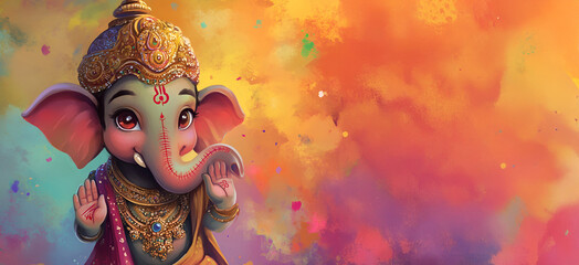 Cheerful Lord Ganpati illustration for Ganesh Chaturthi celebration