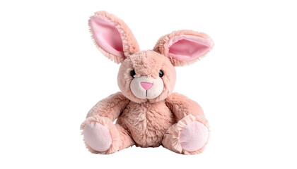 Obraz premium Kawaii-style baby bunny plush toy, soft pastel tones, oversized ears, isolated object Isolated on solid white Background Png 