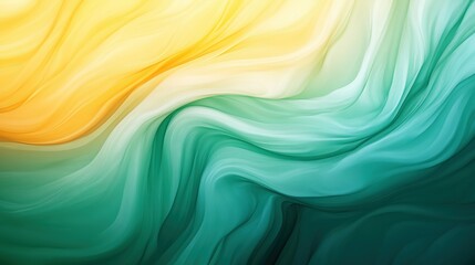 Abstract blue-green gradient background with watery texture diffusion and flowing curved motifs. Ethereal corporate design for eco-branding, business reports, digital media, sustainable packaging and 