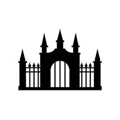 Obraz premium A minimalist black silhouette vector illustration of a mosque with domes and minarets for religious design