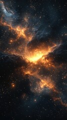 Vibrant Space Nebula with Glowing Orange and Blue Dust and Stars space nebula stars glowing vibrant