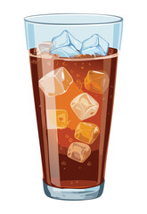 Refreshing Brown Soda Glass - Vector Illustration
