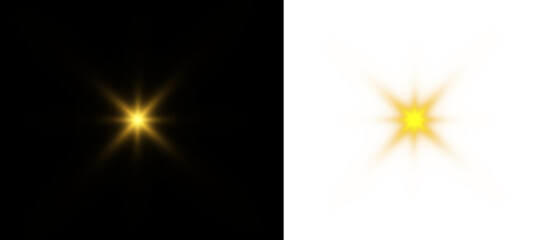 Abstract star flare with explosion, yellow magic spark and bright bokeh dust on dark 16 PNG festive background PNG.
