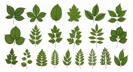 Collection of greenery leaf plant forest herbs tropical leaves