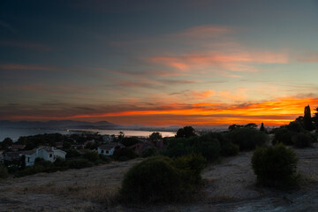 Fiery Sunset Over Cagliari Coastline, Sardinia