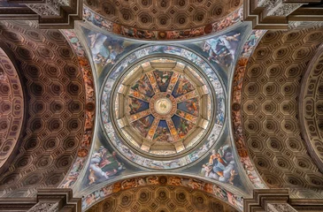  PIACENZA, ITALY - MAY 19, 2025: The cupola with the frescoes of prophets and sybilas and four Evangelist in the church Basilica di Santa Maria di Campagna by Pordenone (1530 - 1535) © Renáta Sedmáková