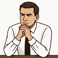 A male entrepreneur is thinking about the progress of his business