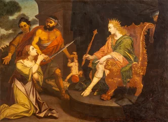  PIACENZA, ITALY - MAY 20, 2025: The painting of Salomon Judgment (Just Judgment) in the church Basilica di San Antonio probably by Robert De Longe (1693 - 1695).  © Renáta Sedmáková