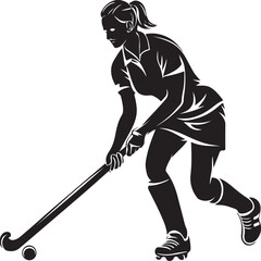female hockey player,dynamic action pose, minimalist design, digital art