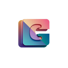 Colorful 3D Letter G Logo Design with Gradient Colors and Modern Square Elements