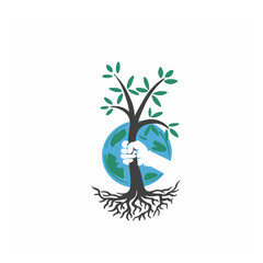 Environmental Conservation Symbol – Hand Holding Tree Over Earth Vector