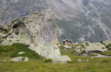 The valley under Monte Rosa and Punta Gnifetti paks and the Rifugio Zambon Zappa chalet  - Valle Anzasca valley.