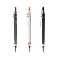 Fototapeta premium Three Transparent Pens with Black, White, and Orange Ink Cartridges
