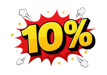 Explosive 10% Off Sale: Dynamic Comic Book Style Design to Grab Attention and Drive Sales, Featuring Bold Colors and Energetic Effects to Highlight Promotional Offers and Discounts