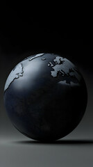 Pixelated Dark Grey Globe On Dark Background