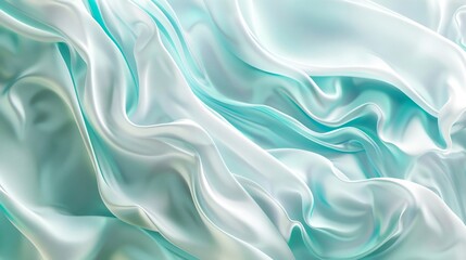 Obraz premium 3d render abstract background with turquoise and white waves fluid shapes soft lighting design